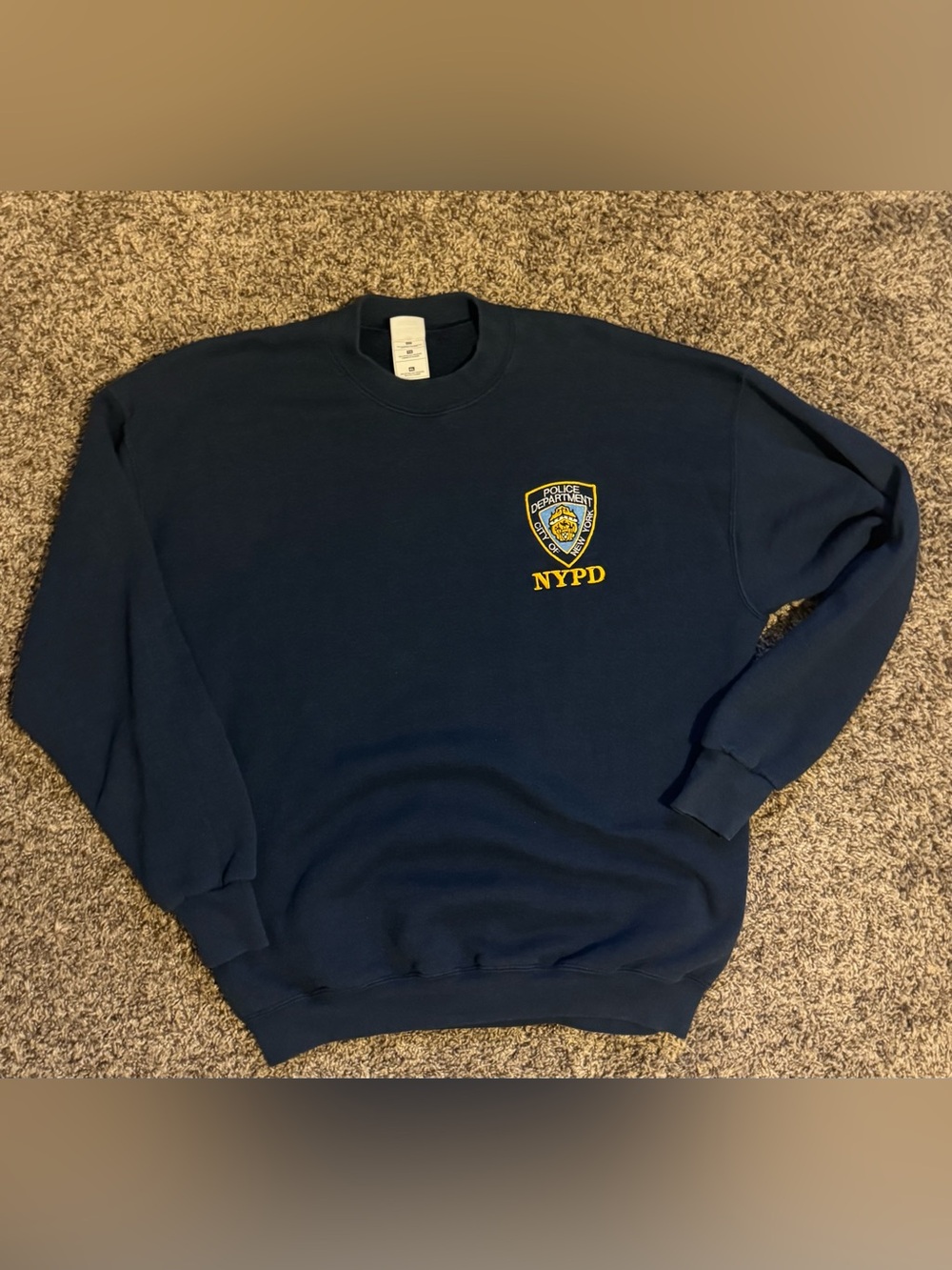 Vintage Fruit of the Loom NYPD Sweatshirt Mens XL Navy Crew Neck